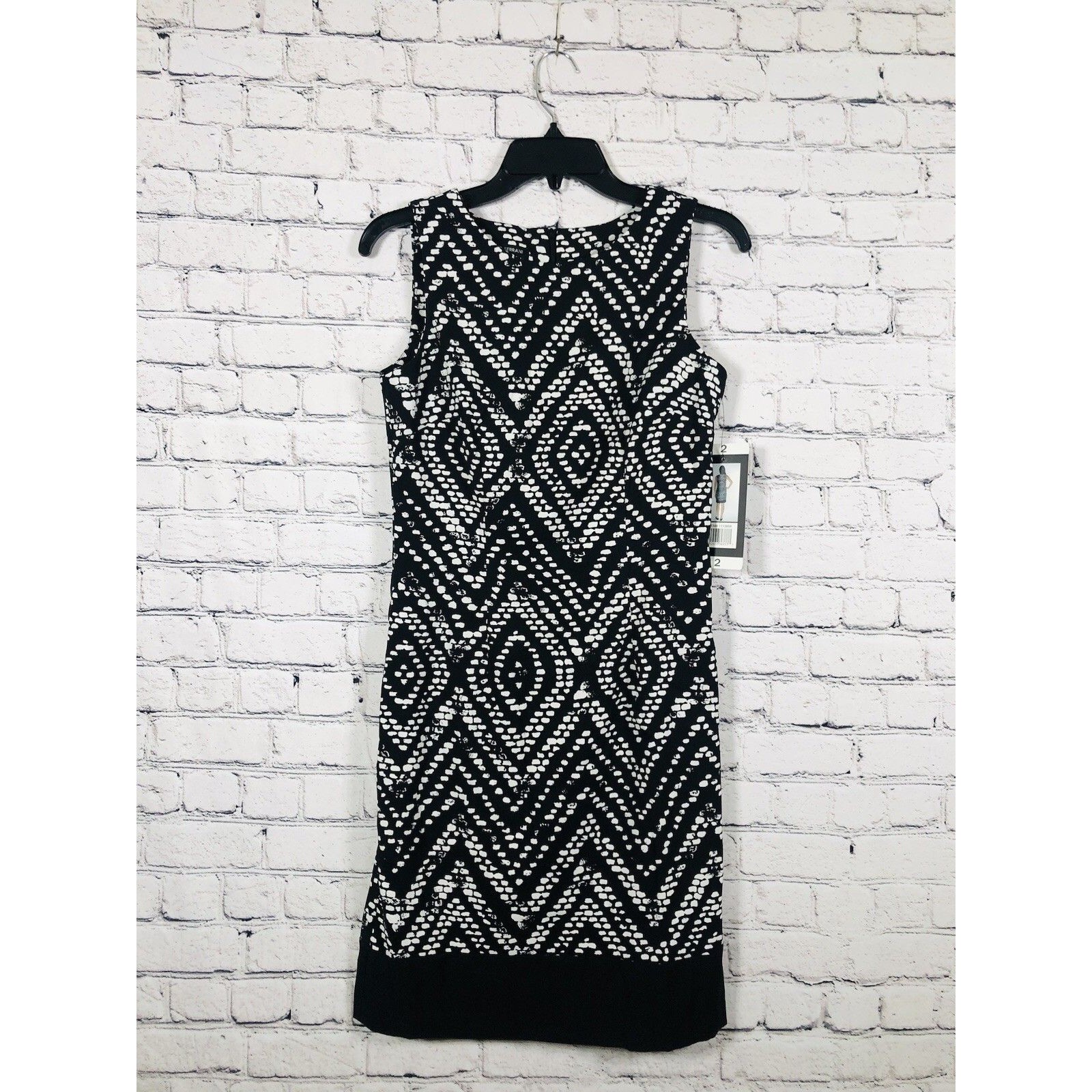 Mario Serrani Italy Women Dress Sleeveless Geometric Black White Size 2 Nwt